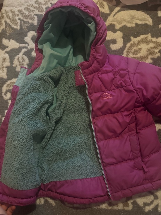LL BEAN purple down jacket fleece lined size 4T